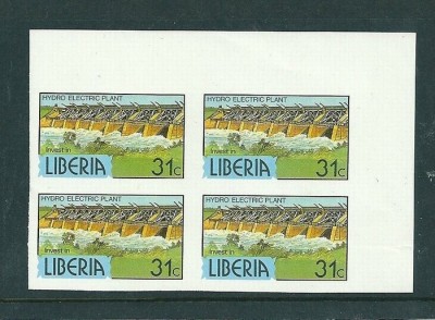 Liberia 1981 Definitives Hydro Electric Plant 31c x 4 imperf. MNH S.589 foto