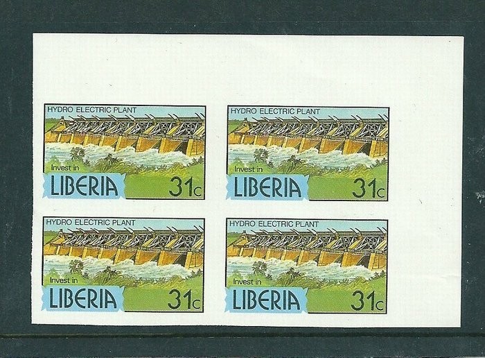 Liberia 1981 Definitives Hydro Electric Plant 31c x 4 imperf. MNH S.589