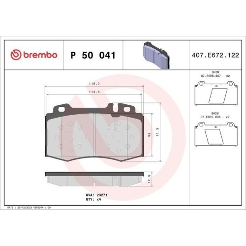 Placute frana Mercedes Clasa M (W163) 02.98-07.05, Clasa S (W220) 09.98-08.05, Clasa S Coupe (C215) 03.99-12.06, Sl (R129) 03.89-09.04, Sl (R230) 10.