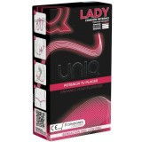 Prezervative pentru femei UNIQ - LADY, negru cu rosu, 3 buc