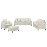 Cumpara ieftin Set de canapele cu perne, 4 piese, crem, catifea