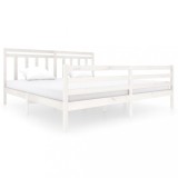Cumpara ieftin Cadru de pat, alb, 200x200 cm, lemn masiv