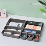 Set 8 cutii depozitare, pentru sertar, cosmetice, ustensile bucatarie, textile, plastic, gri, 23.5 x 16 cm