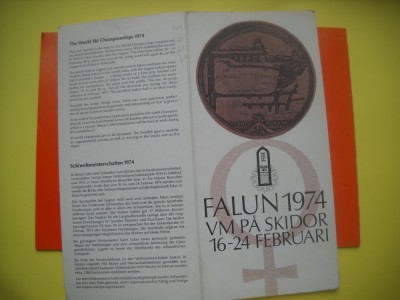 HOPCT PLIC FDC S NR 310 SERIE TIMBRE SPORT PE CARTON SKI 1974 -SUEDIA-NECIRCULAT foto
