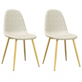 Cumpara ieftin Scaune de bucatarie, 2 buc., alb crem, catifea