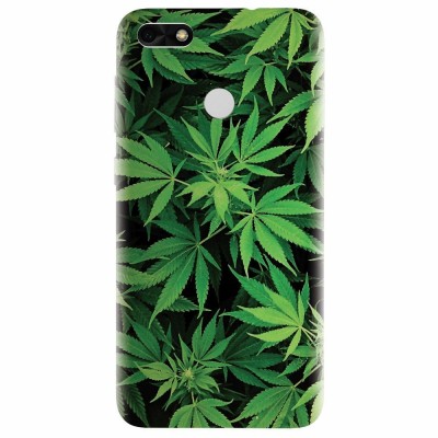 Husa silicon pentru Huawei P9 Lite, Green Leaf Pattern foto