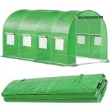 Folie pentru sera gradina 450x200x200 cm, 140 g/m&sup2;, armata cu plasa, UV4, 9 ferestre, verde Household NewTrend
