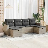 Cumpara ieftin Gossi set canapele de gradina cu perne, 6 piese gri deschis poliratan