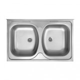 Chiuvetă Tango din oțel inoxidabil cu două cuve, efect textil