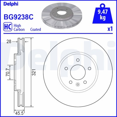 DELPHI BG9238C Disc frana foto