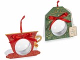 Set 2 ornamente brad Craciun plastic transparent in cutie cadou &Oslash; 8 cm