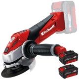 Einhell TE-AG 18 Li PXC + Twinpack - Polizor unghiular 115 mm + Set 2 acumulatori Li-Ion 18 V 4 Ah