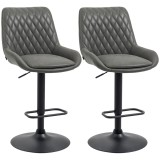 HOMCOM Tabureți de Bar Tabureti de Bucatarie, Design Tabureti de Inaltime, cu Suport pentru Picioare, 51 cm x 59 cm x 117 cm, Gri &icirc;nchis + Negru | Aos