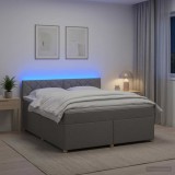 Cumpara ieftin Pat boxspring cu saltea Gri deschis 160 x 200 cm Tesatura