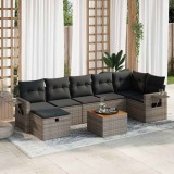 vidaXL Set canapele de grădină cu perne, 8 piese, gri, poliratan 3325826