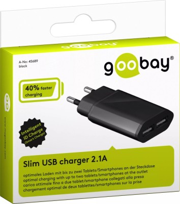 Alimentator 230V la 2x USB 2.1A negru Goobay foto