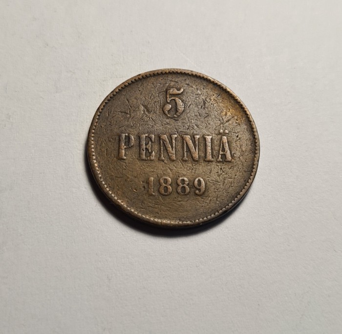 Finlanda 5 Pennia 1889