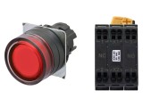 Comutator OMRON 22mm acționat prin apăsare, 1 NC + NO stabilizat