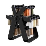 Suport Pentru Condimente Rotativ, Multifunctional, Pivotant 360&deg;, Portabil, Usor de Montat, 34x23 cm, ABS/Sticla, Negru