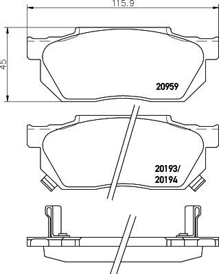 Placute frana Honda Accord 2 (Ac, Ad), Accord 2 Hatchback (Ac, Ad), Civic 4 (Ec, Ed, Ee), Civic 5 Hatchback (Eg), Crx 1 (Af, As), Prelude 2 (Ab) SRLi