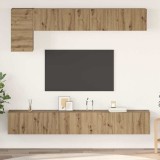 Set comodă TV cu raft Pe perete Altele 5 pcs stejar artizanal Mediu 100 cm