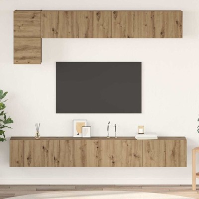 vidaXL Set comodă TV Pe perete 5 pcs stejar artizanal 100 x 30 x 30 cm 3393197 foto
