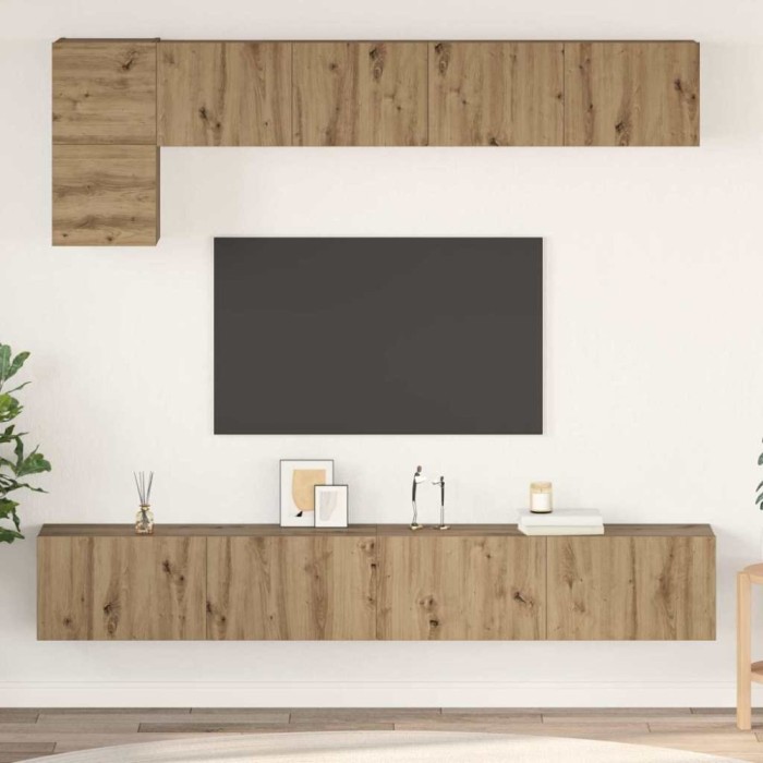 vidaXL Set comodă TV Pe perete 5 pcs stejar artizanal 100 x 30 x 30 cm 3393197