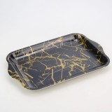 Tava din plastic dur, 33x22,5 cm , model marmura neagra cu auriu efect lucios