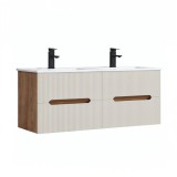 Cumpara ieftin Trent 120 dulap de baie inferior cu chiuvetă ceramică (4 sertare) sunset oak-white