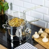 Cratita cu capac si cos pentru prajit, din inox capacitatate 3.6 liri 15-18 cm, Kinghoff