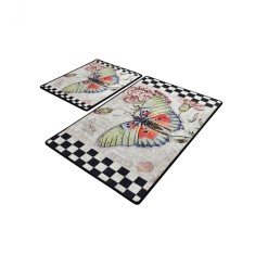 Set 2 covorase de baie Mariposa, Multicolor, 60 x 100/ 50 x 60 cm