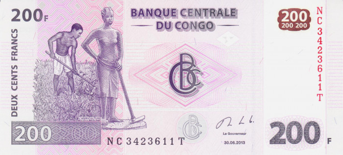 Bancnota Congo 200 Franci 2013 - P99b UNC
