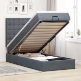 Gossi cadru de pat otoman cu saltele gri inchis 100x200cm catifea