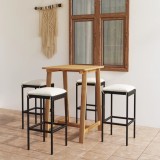 Cumpara ieftin Set mobilier bar de grădină cu perne, 5 piese, negru