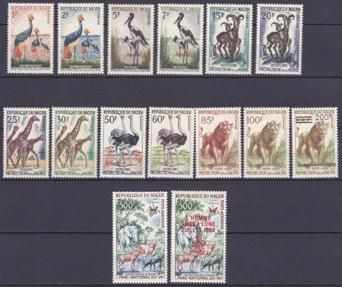 DB1 Fauna Africana Niger 1959 - 1960 - 1969 15 v. MNH