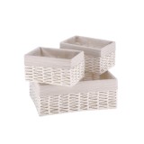 Cumpara ieftin Set 3 cosuri depozitare alb bej 26 x 17 x 13 cm, 40 x 30 x 15 cm