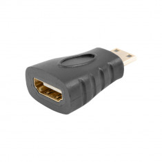 Adaptor HDMI mama la miniHDMI tata, Lanberg 42744, rezolutie 3842 x 2160 la 30 Hz, ARC, negru