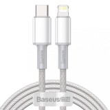CABLU alimentare si date Baseus High Density Braided, Fast Charging Data Cable pt. smartphone, USB Type-C la Lightning PD 20W, braided, 2m, alb &amp;quot;
