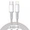 CABLU alimentare si date Baseus High Density Braided, Fast Charging Data Cable pt. smartphone, USB Type-C la Lightning PD 20W, braided, 2m, alb &quot;CATLG