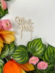 Topper pentru aranjamente florale si tort cu textul MrMrs