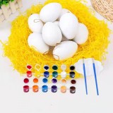 Set de creatie 20 oua pentru Paste, cu acuarele si pensoane, plastic, multicolor, 5 x 7 cm