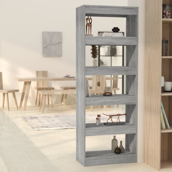 vidaXL Bibliotecă/Separator cameră, gri sonoma, 60x30x166 cm, PAL 813609