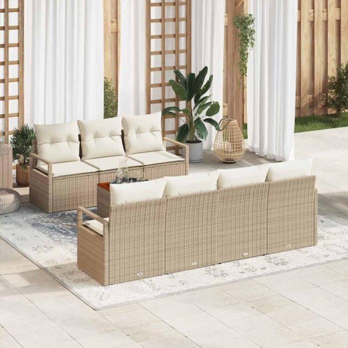 vidaXL Set de canapele pentru grădină 8 pcs Bej, alb