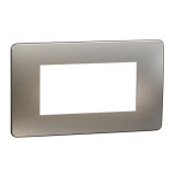Placa ornament, Unica Studio Metal, 4 module, alb aluminiu sau alb, Schneider