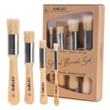 4 buc Lemn Șablon Perie Set &ndash; Natural Periuță