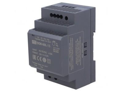 Convertor DC/DC 60W 15VDC 4A pentru șină DIN DDR foto