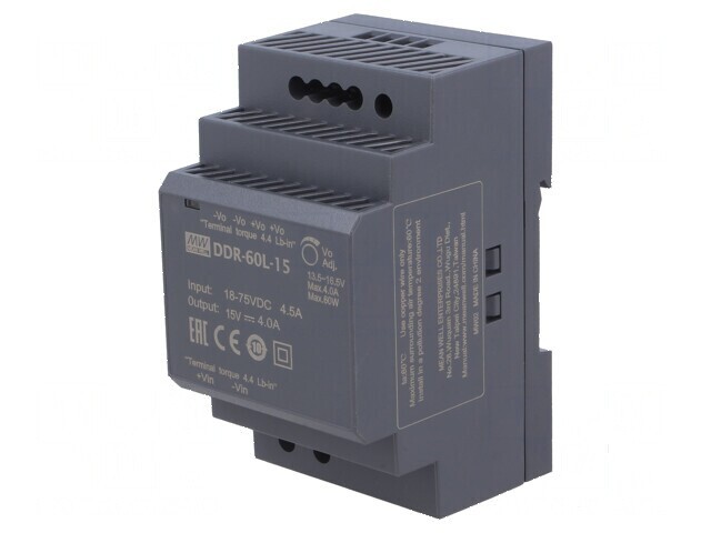 Convertor DC/DC 60W 15VDC 4A pentru șină DIN DDR