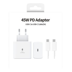 Set Incarcator Super Fast Charge, 45W, 5A, PD 3.0, Cablu 1m, USB Type-C, Alb