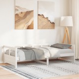 VidaXL Pat de zi fără saltea, alb, 90x200 cm, lemn masiv pin 854962