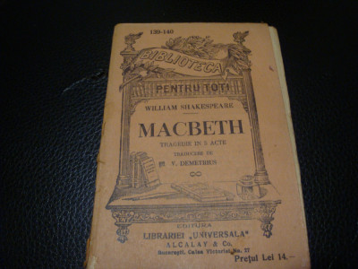 Shakespeare - Macbeth - BPT interbelica- nr 139-140 foto